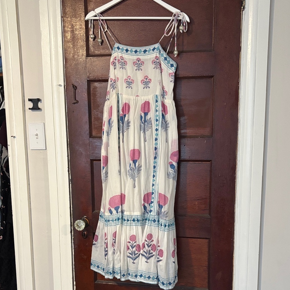 Oliphant Floral Maxi Dress - White, Pink, and Blue